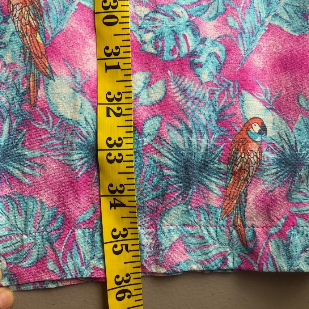 Margaritaville Large Pink Tropical Parrot Print Wide Leg Pull On Pants Palazzo - Picture 8 of 15
